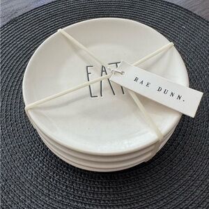 Rae Dunn White Ceramic Appetizer Plate Set of 4 6” plates.